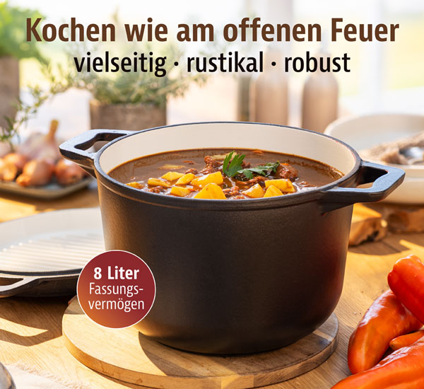 3 in 1 Gusseiserner Kesseltopf inkl. Dreibein-Stnder