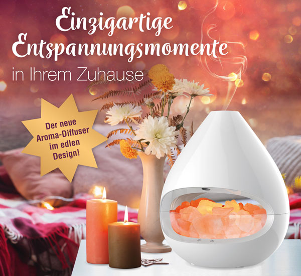 Aroma-Diffuser mit Salzkristall-Leuchte, Luftbefeuchter und