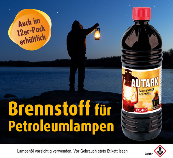 Autark Lampenl / 100-prozentige Reinheit / Premium Qualitt / 1 Liter / auch im 12er Karton / hochwertiges Paraffinl