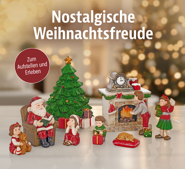 Dekofiguren Weihnachtsabend mit Spieluhr