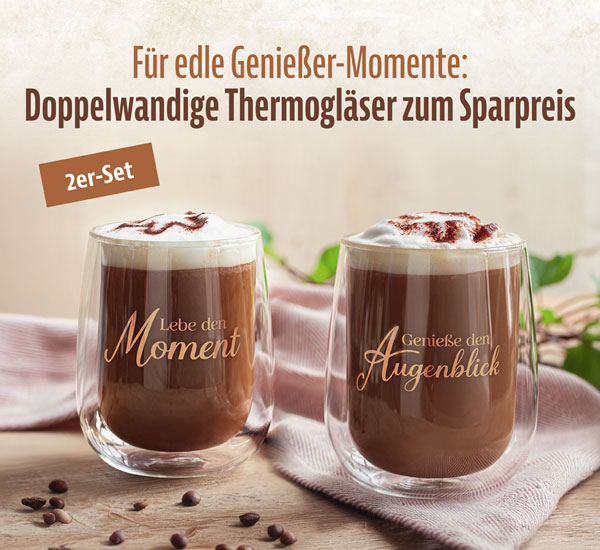 2er-Set Doppelwandige Thermo-Glser XXL mit Goldschrift