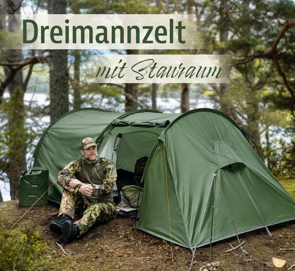 Dreimannzelt mit Stauraum 2  4,05 m