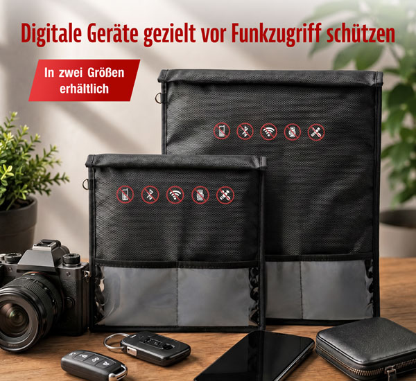 Faraday-Schutztasche f�r Mobilger�te mit Signalabschirmung