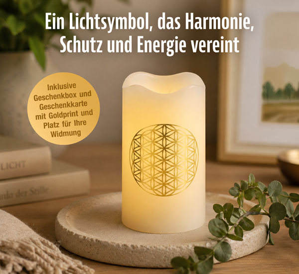 Geschenkset LED-Echtwachskerze �Blume des Lebens�