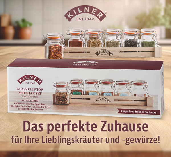 Kilner   Gewrzregal inkl. 6 Gewrzglsern mit Bgelverschluss