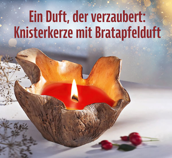 Knisterkerze mit Bratapfelduft - Funktional