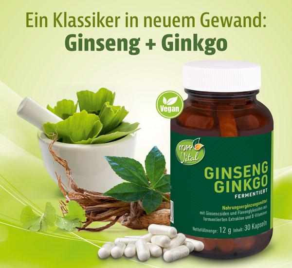 Kopp Vital   Ginseng + Ginkgo fermentiert Kapseln plus B-Vitamine / einzigartiges Fermentationsverfahren