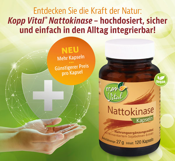 Kopp Vital  Nattokinase Kapseln hochdosiert mit 2000 FU / aus fermentierten Sojabohnen / GMO-frei / vegan 