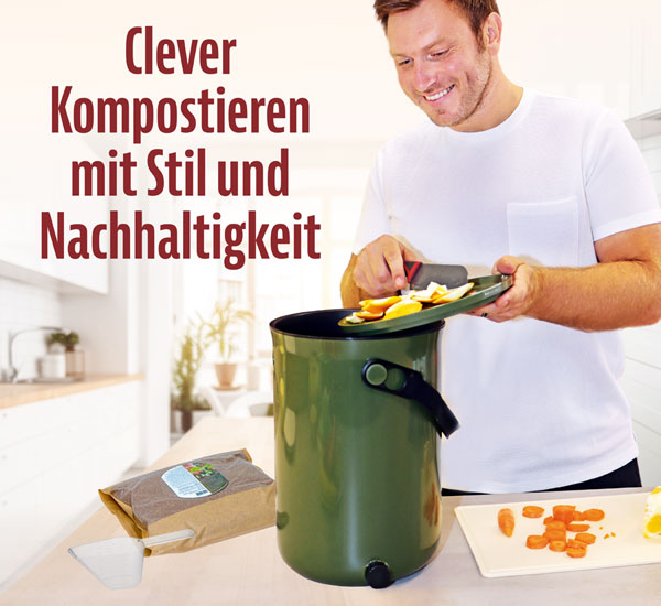 Kchenkomposter Bokashi Set 2 x 9,6 Liter Eimer inkl. 1 Kg Ferment