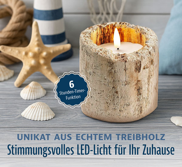 LED-Kerze Treibholz