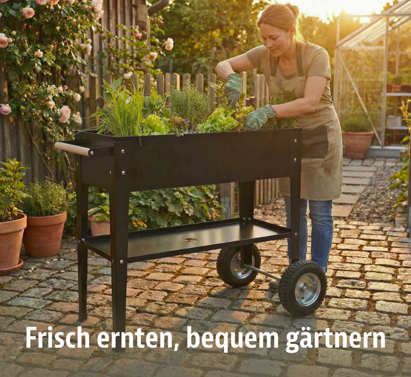 Mobiles Hoch-Kr�uterbeet auf Rollen
