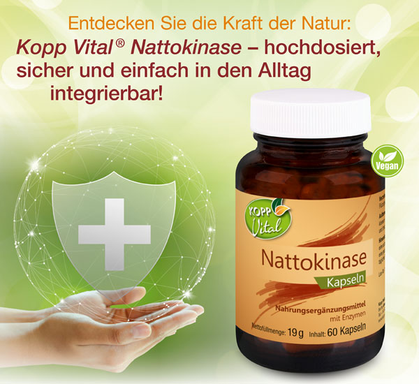 Kopp Vital   Nattokinase Kapseln hochdosiert mit 2000 FU / aus fermentierten Sojabohnen / GMO-frei / vegan / Prem