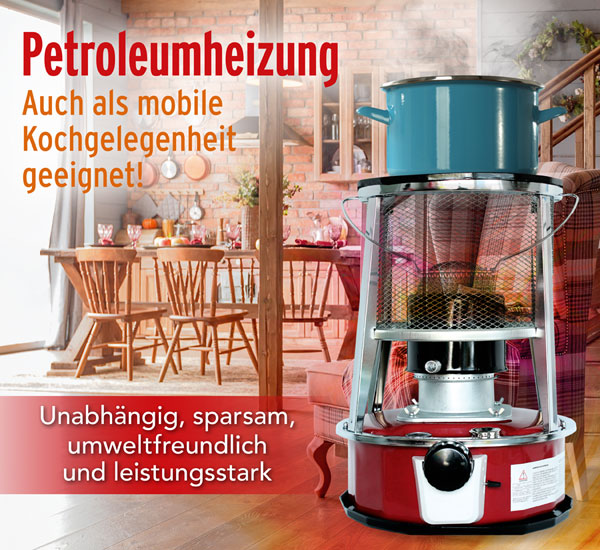 Petroleumheizung mit Lschautomatik / Notheizung / Campingheizung / auch zum mobilen Kochen