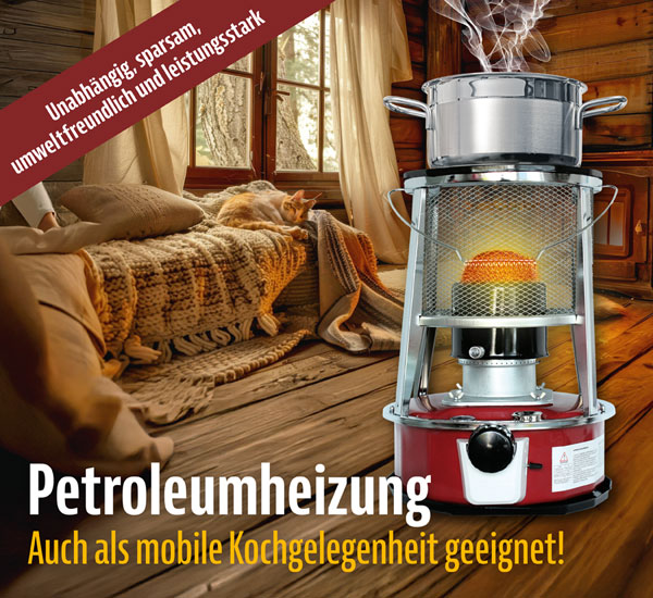 Petroleumheizung mit Lschautomatik / Notheizung / Campingheizung / auch zum mobilen Kochen