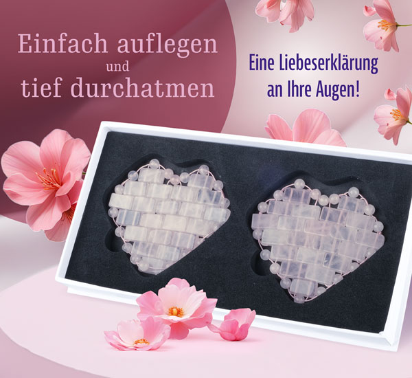 2er-Pack Rosenquarz-Augenmaske Herz