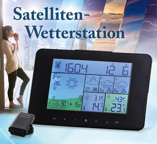 Satelliten-Wetterstation mit Außensensor und 4 Tage Vorhersage