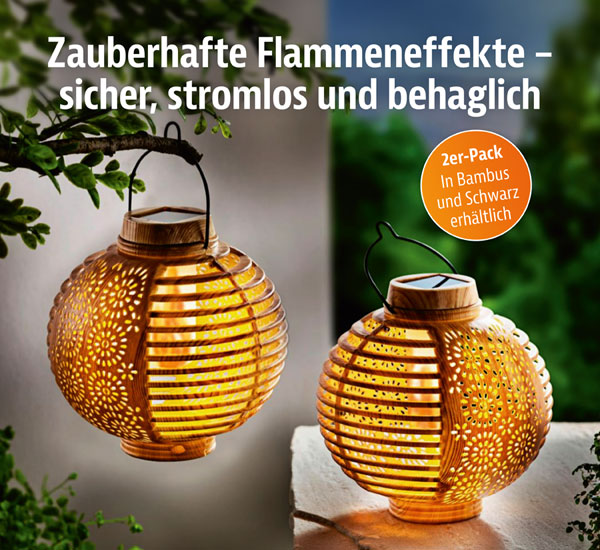 2er-Pack Solar-Laternen Flame