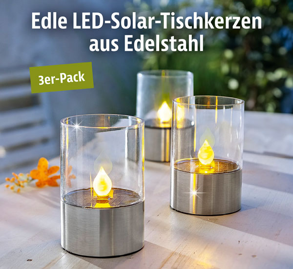 3er-Pack Solar-Tischleuchten Flame