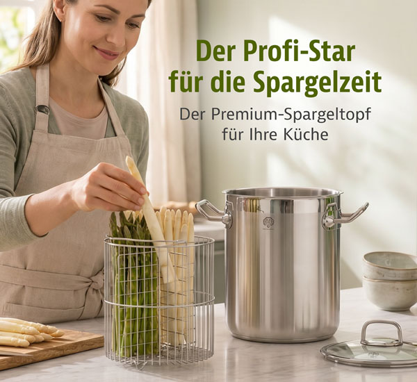 Spargeltopf Profi-Star mit geteiltem Korbeinsatz