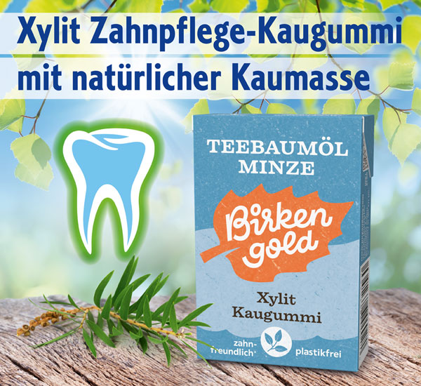 Birkengold   Xylit-Kaugummi Teebauml-Minze
