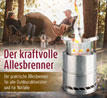 Outdoorkocher/-Ofen Edelstahl / Allesbrenner / Klappbar / Effizient / Langlebig / Festbrennstoffe / Sekundrverbrennung_small_zusatz