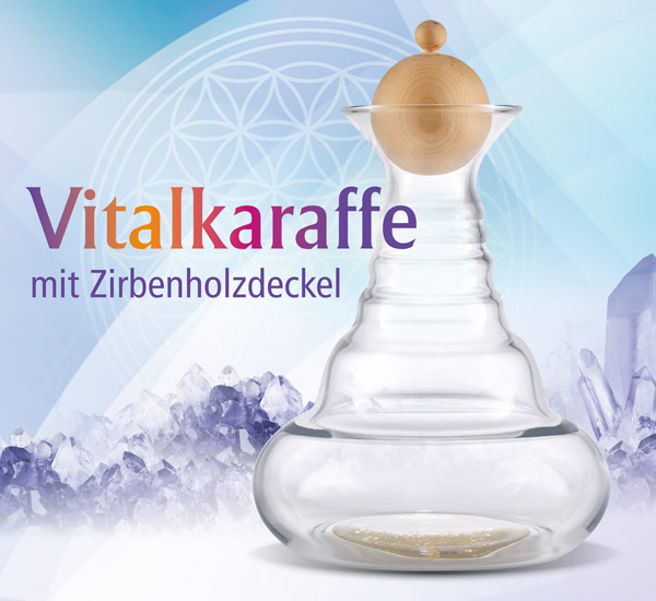 Vitalkaraffe Golden Alladin mit Zirbenholzdeckel 1,3 Liter